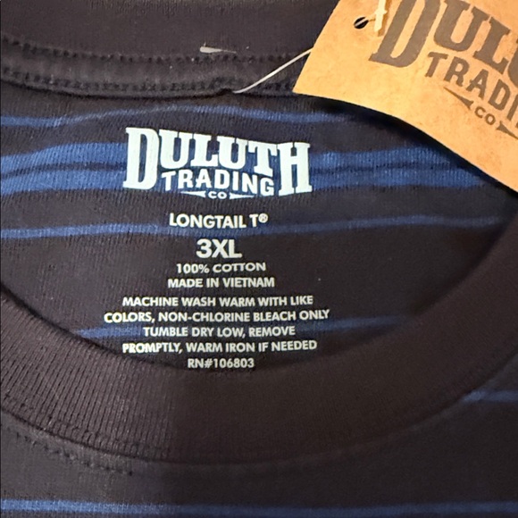 Duluth Trading Co Navy and Blue Striped Tee - Picture 4 of 7